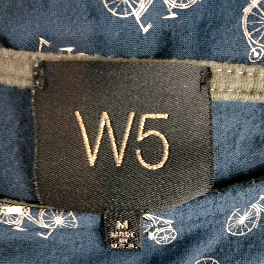 W5 by ANTHROPOLOGIE Blue Short Sleeve T-Shirt Bicycle Print Women's Size Medium - Picture 5 of 5